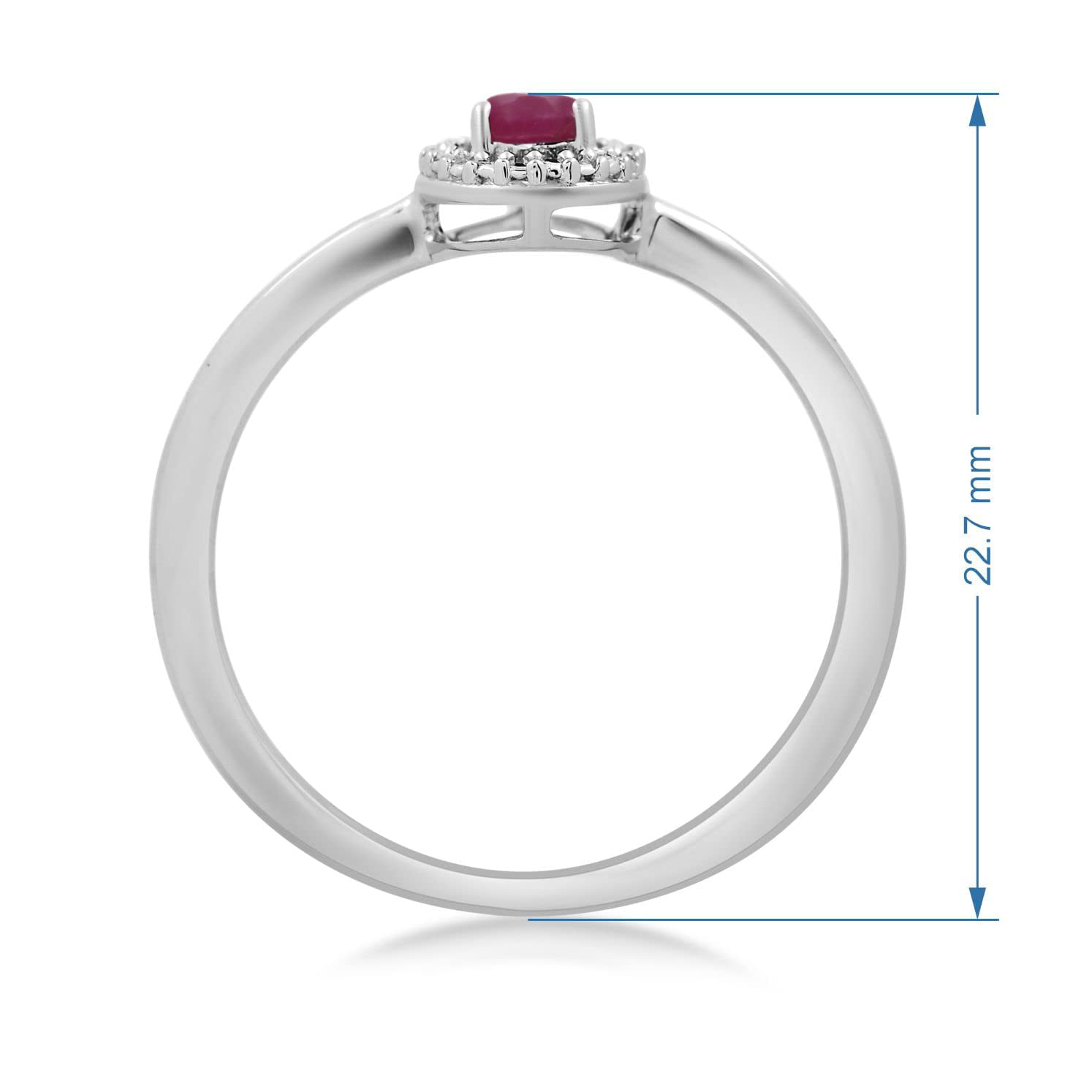Jewelili Sterling Silver With 5X3 MM Genuine Pear Cut Ruby and