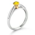 thumbnail image 3 of Gem Stone King 0.16 Ct Round Yellow Sapphire 925 Silver and 10K Yellow Gold Solitaire Engagement Ring (Size 7), 3 of 4