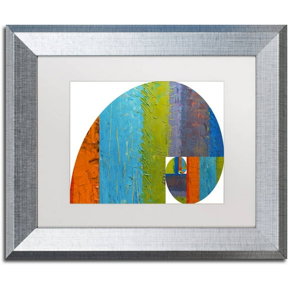 Trademark Fine Art "Fibonacci Spiral" Canvas Art by Michelle Calkins, White Matte, Silver Frame
