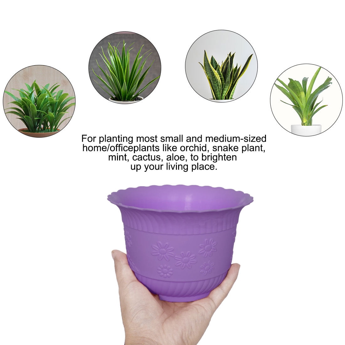 Unique Bargains Home Office Plastic Garden Table Decor Flower Plant Pot Planter Container Holder Purple