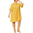 thumbnail image 2 of Agnes Orinda Women's Plus Size Ruffle Sleeve Lace Insert Tassel Bohemian Midi Dress 2X Yellow, 2 of 7