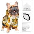 thumbnail image 3 of Fotbe Modern Elegant Sunflower Print Small Dog Sweater Hoodies Pet Grey Hooded Soft Fleece Sweatshirts with Pocket Fall Winter Puppy Cat Sweaters Warm Clothes-Large, 3 of 7