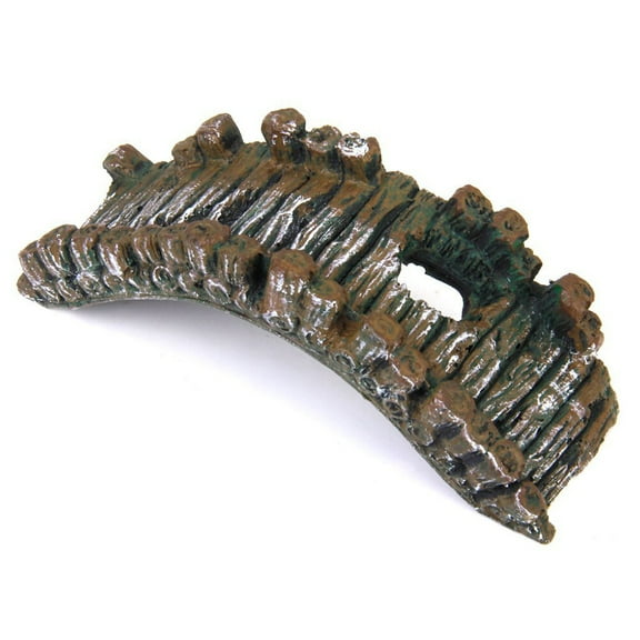 DRAFIDEEP Dark Brown Resin Aquarium Bridge Landscape Decoration with Free Passage for Fish and Shrimp Habitat