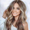 thumbnail image 2 of Women Brown Gradient Real Natural Wavy Hair Long Curly Wig, Cosplay Wig, Party Wig, 2 of 4