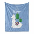 thumbnail image 1 of Saying Soft Flannel Fleece Throw Blanket, Funny No Drama Llama Lettering with Cactus and Animal, Cozy Plush for Indoor and Outdoor Use, 50" x 70", Multicolor, by Ambesonne, 1 of 5