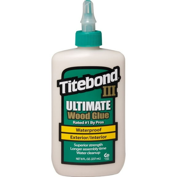 Titebond Waterproof Glue for Wood, White, 8 fl oz