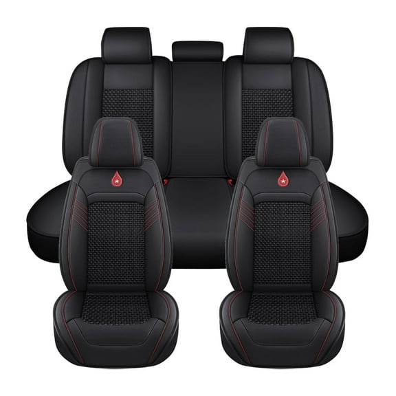 Maidao Car Seat Covers Full Set Leather for Jeep for Wrangler Unlimited 1986-Present 5 Seats Water Resistant Front Rear Cushion Protector Black