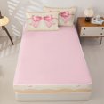 thumbnail image 4 of Homewish Pink Bowknot Pearl Zipper Full Size Comforter Sets with Fitted Sheet and 2 Pillowcases, Vintage Ribbon Zipper Bedding Set, Pink Reversible, 4-Piece, 4 of 6