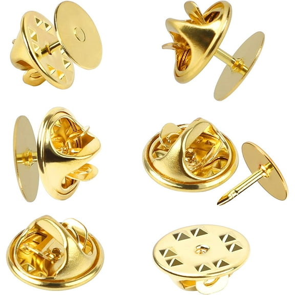 120 Pairs Butterfly Clutch Tie Tacks Pin Back Replacement with 8mm Length 10mm Width Blank Pins for Craft Making (10mm, Gold)