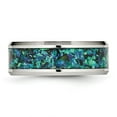 thumbnail image 3 of Auriga Stainless Steel Polished with Blue Imitation Opal Inlay 8 mm Band for Women Size 9, 3 of 6