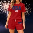 thumbnail image 2 of BOOMNY 4Th Of July Womens 2 Peice Sets Patriotic Usa Flag Graphic Short Sleeve Tops Shorts Outfits for Women Independence Day Matching Sets, 2 of 4