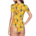 thumbnail image 4 of The Xecao Honeycombs Women's Crew Neck Body Suit, a short-sleeved bodysuit and basic swimsuit, both comfort and style for dating and daily life, 4 of 9