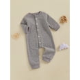 thumbnail image 3 of Nygoyerh Baby Boys Girls Jumpsuits Long Sleeve Crewneck Loose Waffle Rompers Newborn Pajamas Infant Clothing 0M 3M 6M 9M 12M 18M, 3 of 7