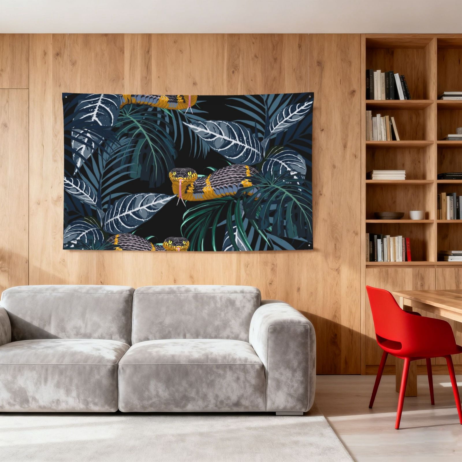 Tropical Jungle Yellow Snake Four Hole Decorated Banner Flag for Garden Yard Home Decoration Indoor Outdoor 4x6 Ft