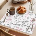 thumbnail image 3 of Pink Grey Botanical Placemats Set of 8 Watercolor Spring Floral Summer Leaf Place Mats Indoor Wipeable Table Mats Washable Cloth Dining Table Placemats for Kitchen Holiday Party Home Decor 13x19 Inch, 3 of 9