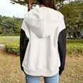 thumbnail image 6 of Atogsazn Women's Zip Up Jacket Oversized Sweatshirt Colorblock Fall Jackets Hooded Outfit Clothes with Pocket 01-White XL Fashion, 6 of 6