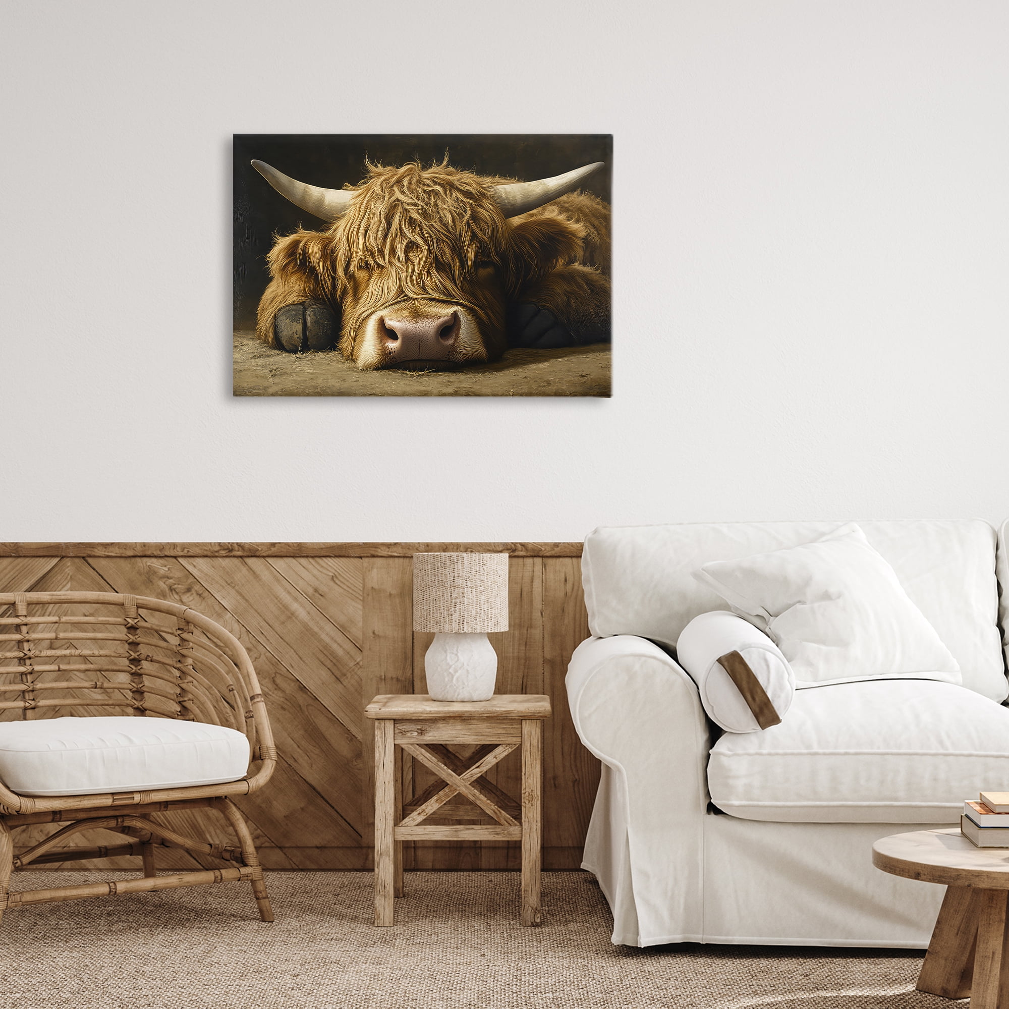 Stupell Industries Sleeping Highland Cow & Hoof Canvas Wall Art, design by The Wands Want