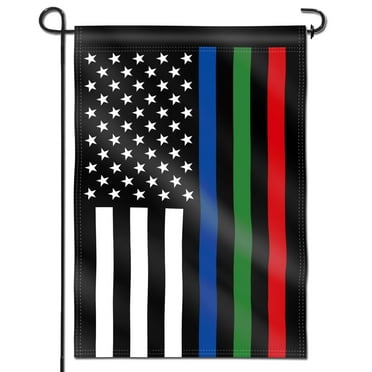 Anley Thin Blue Green and Red Line USA Garden Flag Double Sided 18 x 12.5 Inch