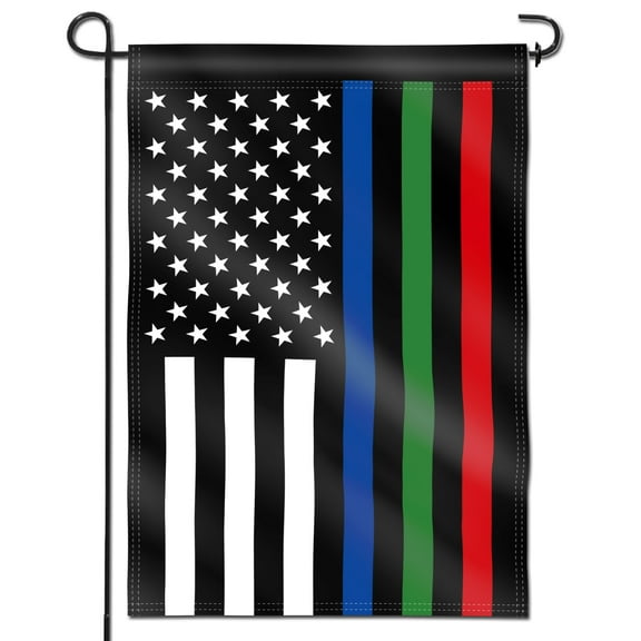 ANLEY Double Sided Premium Garden Flag, Thin Blue Green and Red Line USA Garden Flags - Weather Resistant & Double Stitched - 18 x 12.5 Inch