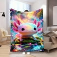 thumbnail image 5 of Fantasy Axolotl Rainbow Forest Glow Flannel Blanket Soft Warm All Season Blanket Sofa Bed Office Camping Travel Gift Blanket Birthday Anniversary Gift Travel Festive Pattern Home Decorators, 5 of 7