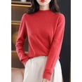 thumbnail image 5 of Gyexs Turtleneck Tops for Women Casual Solid Color Petite Tops Knitwear Fall Loose Knit Pullover Sweater Tops Fall Winter Outfits, Red, Size XXL, 5 of 7