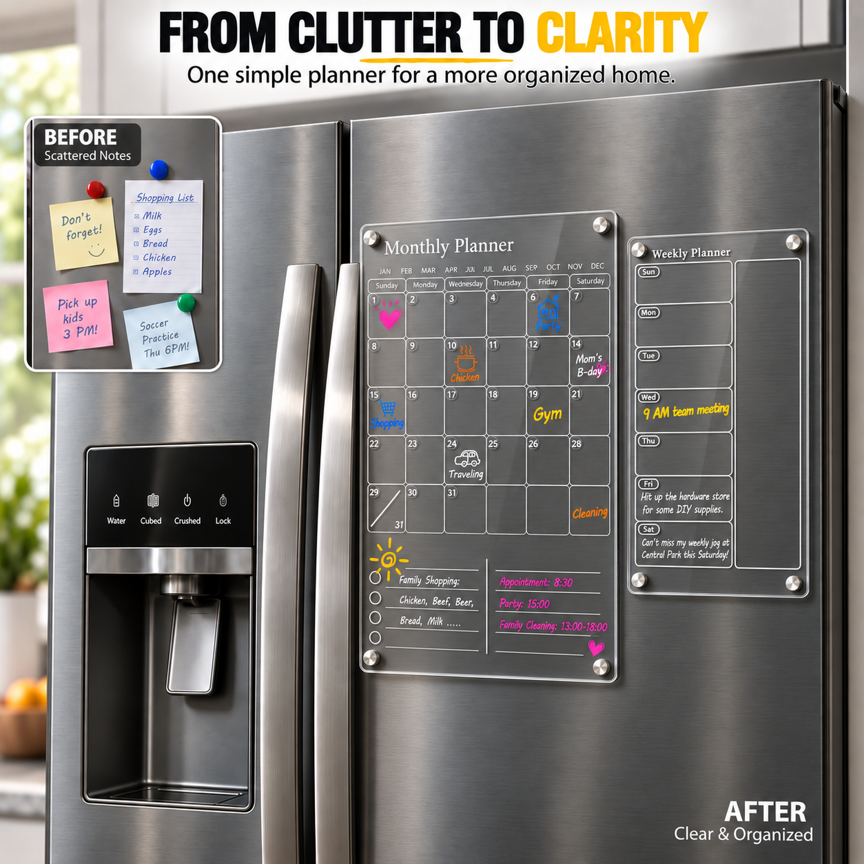 ideaTech Clear Acrylic Magnetic Refrigerator Calendar photo 6