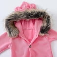 thumbnail image 2 of Infant Girls Boys Winter Warm Hooded Jumpsuit Snowsuit Solid Vintage Bear Ear Button Bodysuit Toddler Baby Romper Jumpsuit Pink 12-18 Months, 2 of 7