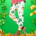thumbnail image 5 of BiZtdJrK Womens St Patricks Leggings Stretchy High Waisted Soft Legging Pants Irish Shamrock Clover Print Tight Workout Yoga Pants Yellow XXXL, 5 of 7