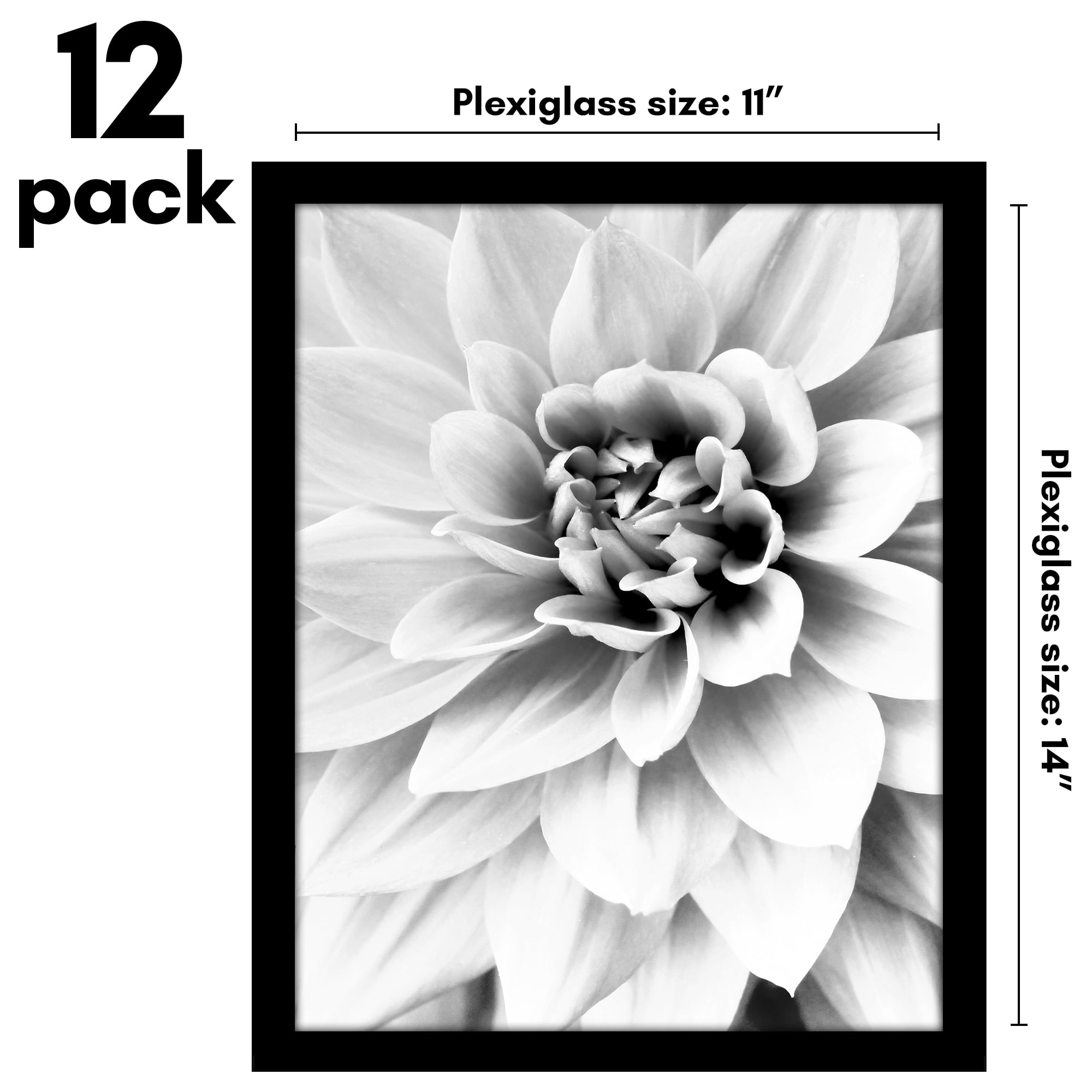 Americanflat 11x14 Picture Frame with Polished Plexiglass 12 Pack Signature Collection Frames Photo - Black
