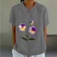 thumbnail image 1 of XWSHYW Vêtements pour Femmes T-Shirt Décontracté Imprimé Mode Manches Courtes Col Poupée Mignon en Coton et Lin, 1 of 4