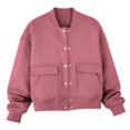 thumbnail image 4 of Niaviben Bomber Jacket Women Crop Jackets for Women Warm Jackets for Women Womens Fall Jackets Long Wool Coat Women Womens Pea Coats Winter Long Wool Winter Coats for Women Pink XL, 4 of 4