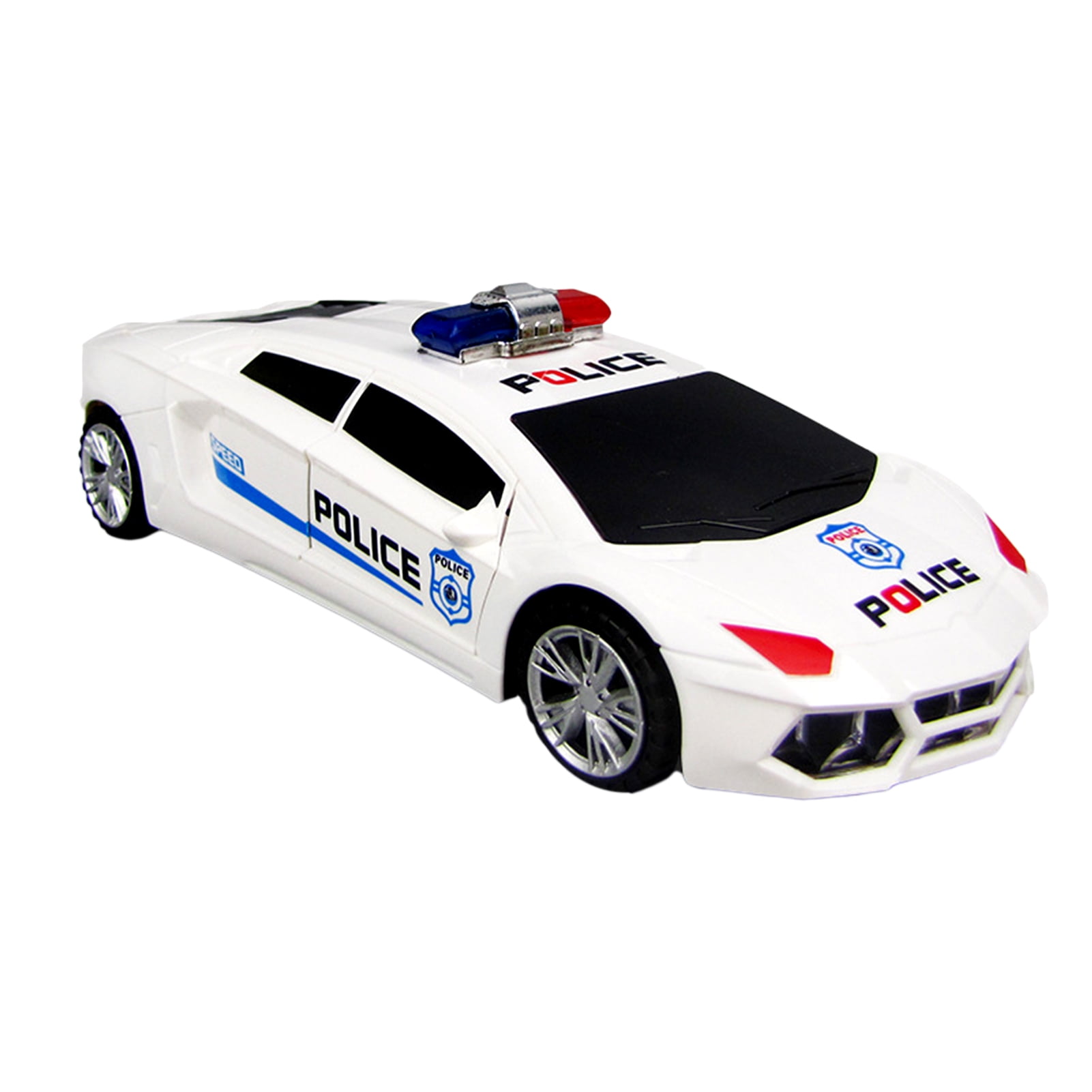 Bestjia 360 Degree Rotatable Electric Police Car Model Toy with Light Music Kid Gift