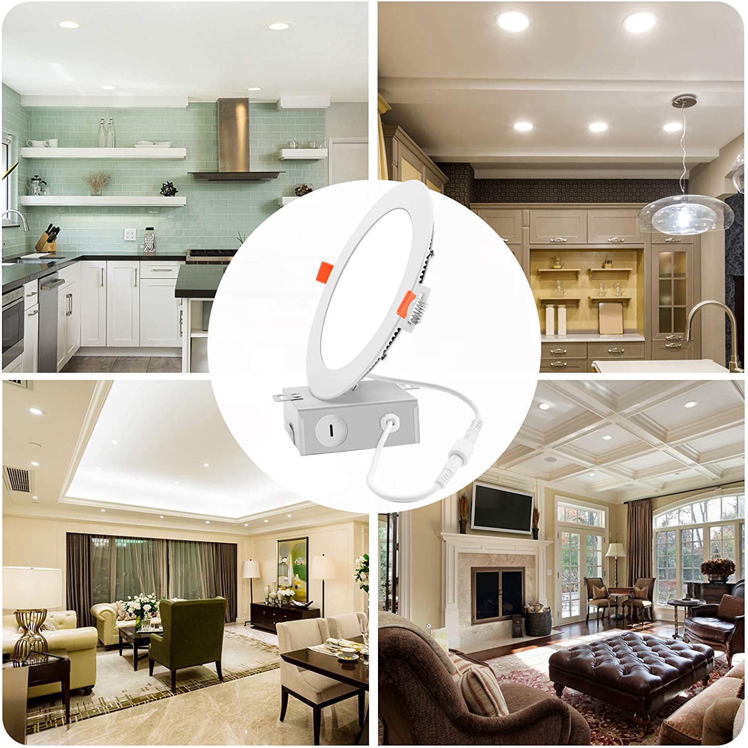 ENERGETIC Ultra-Thin inch LED Recessed Lighting, Dimmable, 12W=110W Eqv,  850 Lumens, 4000K Cool White Canless Downlight, ETL Certified, Pack,  Years Warranty