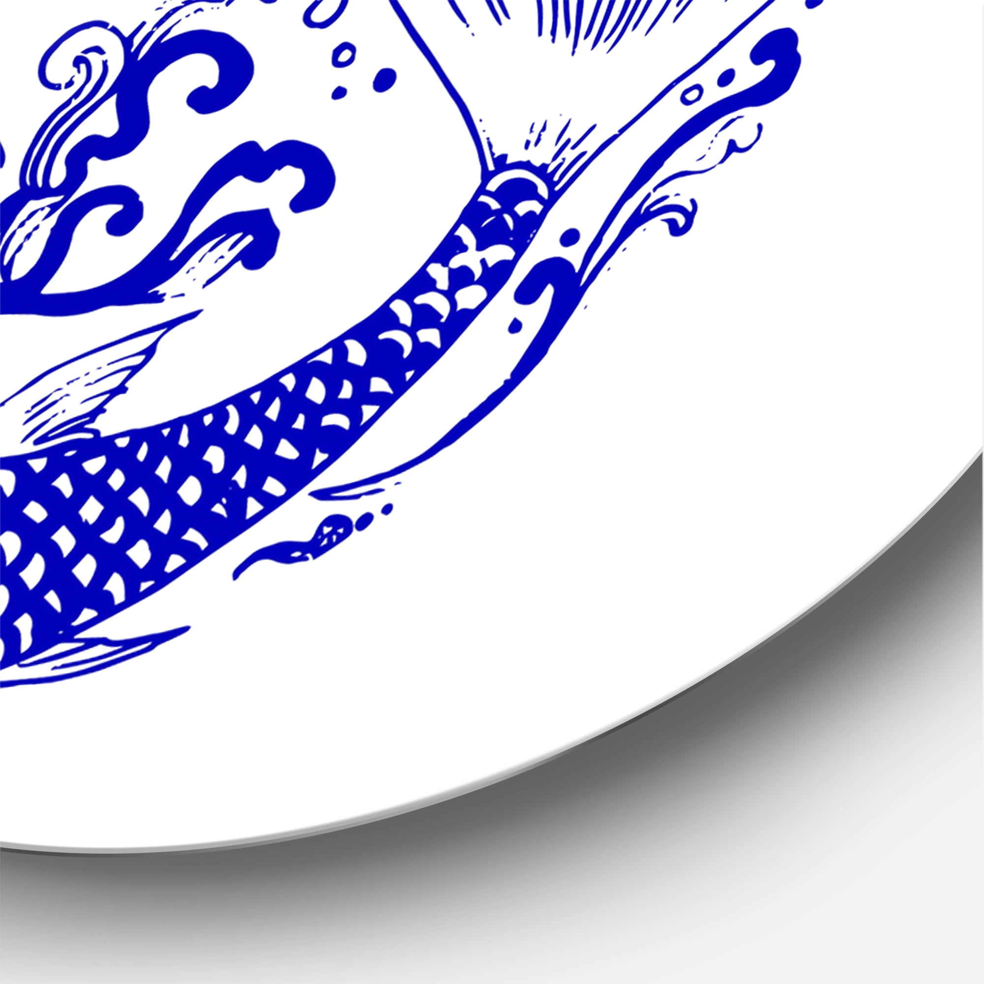 Designart 'Blue Chinoiserie Koi Fish II' Traditional Circle