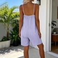 thumbnail image 6 of Hurxie Womens Summer Casual Romper Loose Spaghetti Strap Shortalls Overalls Jumpsuit Beach Vacation Jumper with Pocket Purple,2XL, 6 of 7