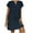 Dark Blue, variant on Meichang Womens Dresses Plus Size Casual Cotton Linen Dresses Notch V Neck Short Sleeve Mini Dresses Solid Flowy Dresses Loose Fit Beach Dresses White XXL
