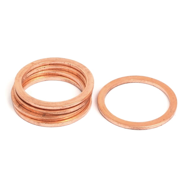 5 piezas de arandela de sellado de cobre plana de 22 mm x 27 mm x 1.5 mm