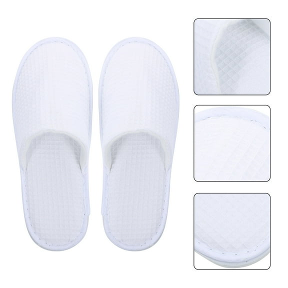 MEIBUTYUP 5Pairs Comfortable White Cotton Hotel Slippers Lightweight Indoor Travel Slippers Breathable Design