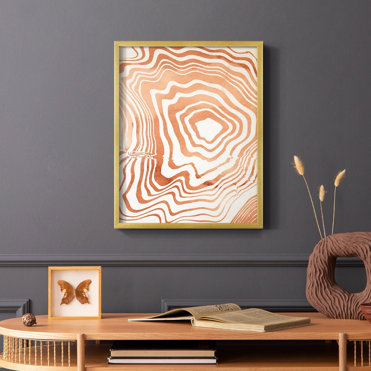 Wood Grain Suminagashi I Framed Print - Solid Wood in Single Picture Frame Solid Wood 2 Framed Print
