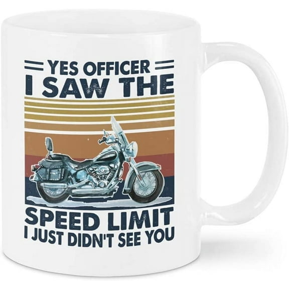 Coffee Mug For Motorcycle Biker Lovers Mom Dad From Daughter Son Gifts For Bikers I Saw The Speed Limit Retro Vintage White Ceramic 11 15oz Tea Cup Gifts For Family Parents Friends Birthday