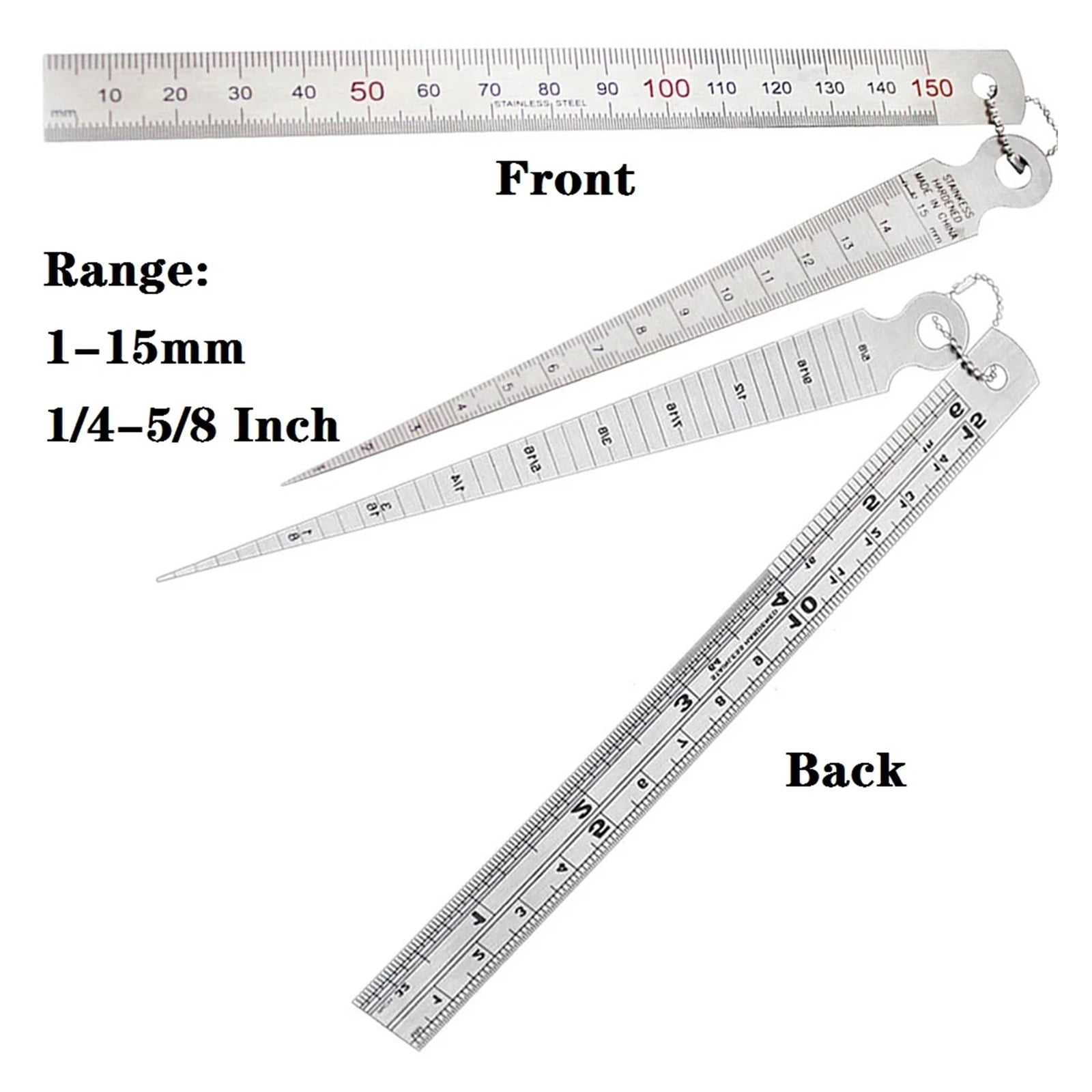 6pcs/set Stainless Steel Taper Gauge 0mm-7mm Aperture Scale Wedge Feeler Gauge Aperture Scale Hole Inspection Measuring Ruler ,Corrosion-Resistant