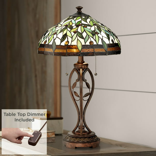 Robert Louis Traditional Table, Bronze Stained Glass Table Lamps