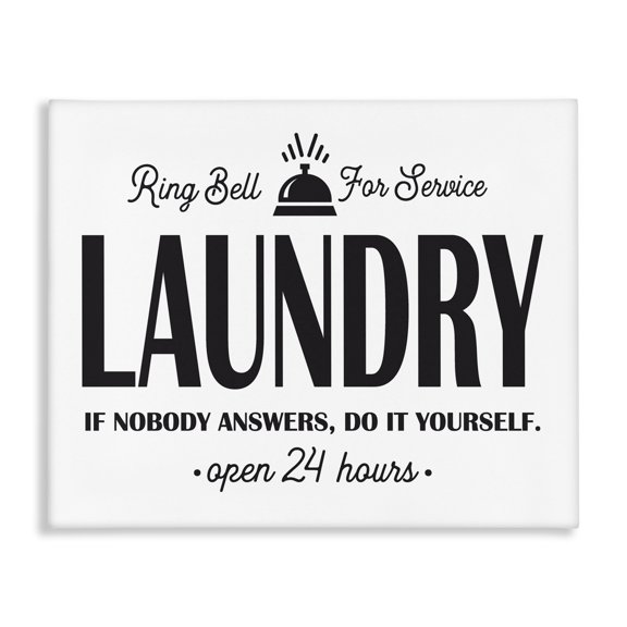 Stupell Industries Cottage Ring Bell Laundry Signage Vintage Text Style Canvas Art, 30 x 24, by Lettered and Lined