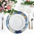 thumbnail image 4 of Ryvnso Marble Blue Gold White Round Plate Mats Dining Table Placemat Set of 4 for Holiday Decoration, 4 of 7