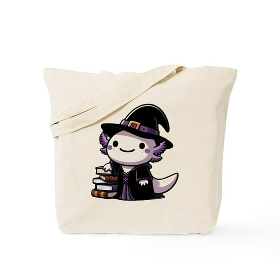 CafePress - Axolotl Witch Cute Halloween - Unisex Canvas Tote Bag, Beige, 1-Piece