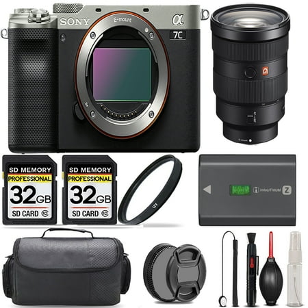 Sony a7C Camera (Silver)with 24-70mm f/2.8 GM Lens + 64GB Storage + UV Filter + Extra Backup Battery + Case + Cleaning Kit - International Version