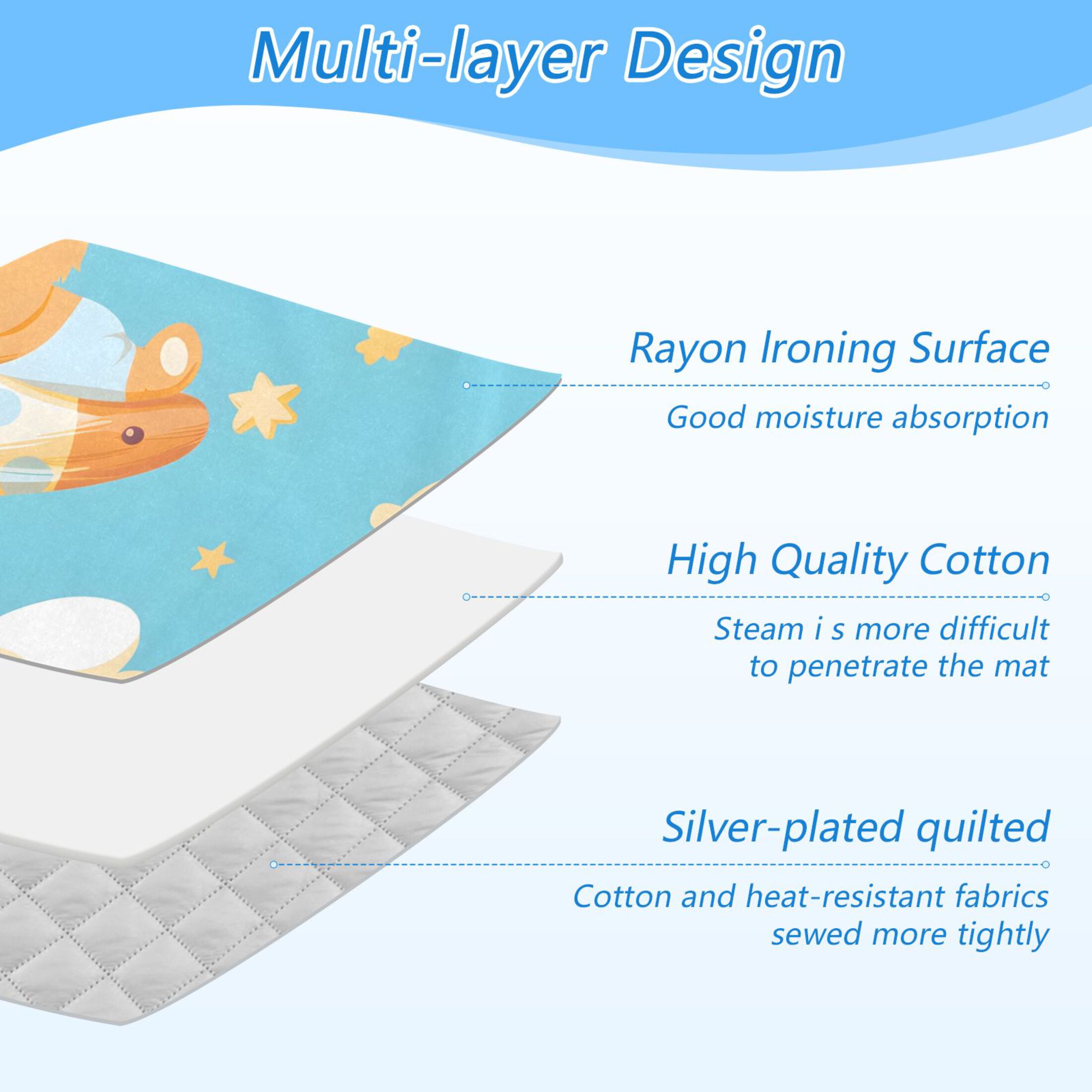 Bear in Sky Ironing Board Covers Heat Resistant Ironing Pad Mat Portable for Travel Washer Dryer Table