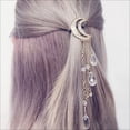 thumbnail image 5 of Ruanlalo Retro Moon Rhinestone Tassel Beads Dangle Hairpin Hair Clip Women Bridal Jewelry Silver, 5 of 6