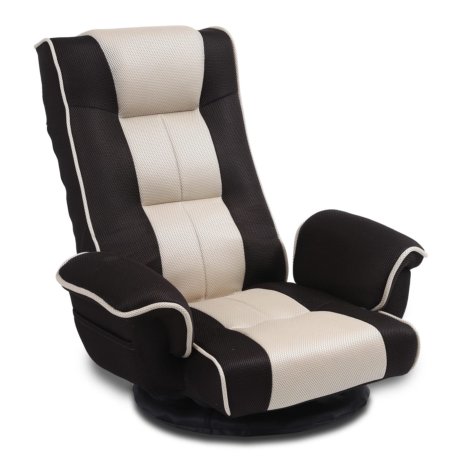 360 Degree Swivel Floor Chairs for Adults, Gaming Floor Chair with Back Support, 14 Angles Adjustable Comfortable Floor Lounge Chair Folding Video Game Chairs Office Bedroom