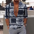 thumbnail image 2 of Camisas Para Hombre Manga Larga Negra Camisas estampadas informales de manga larga para otoño e invierno para hombre, blusas superiores a la (Navy, M), 2 of 4